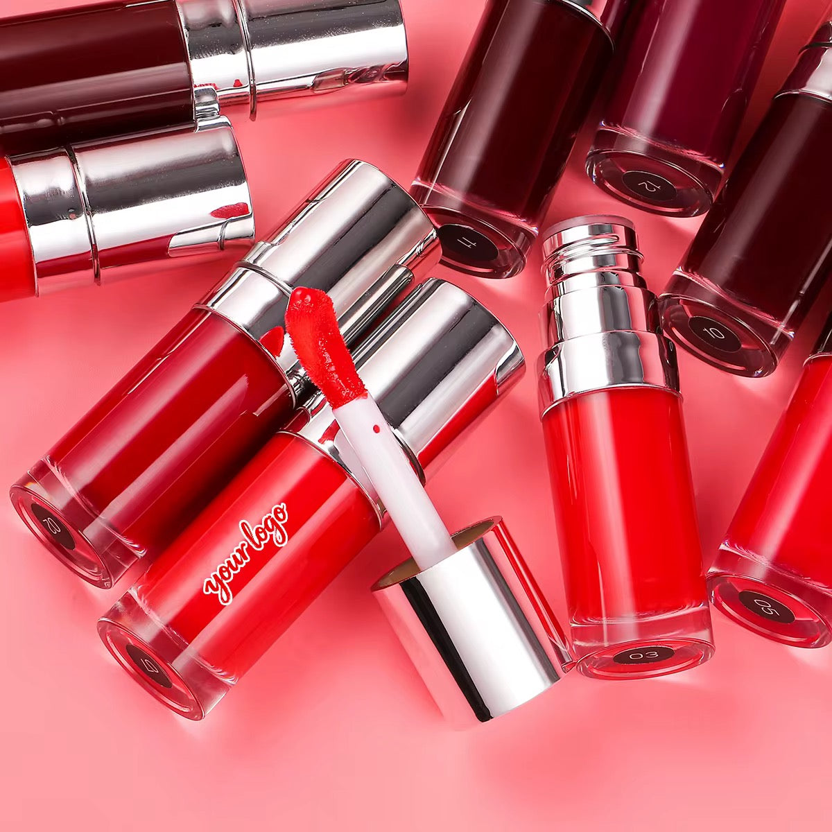 50pcs Private Label Water based Lip Tint In 10ml Silver Tubes