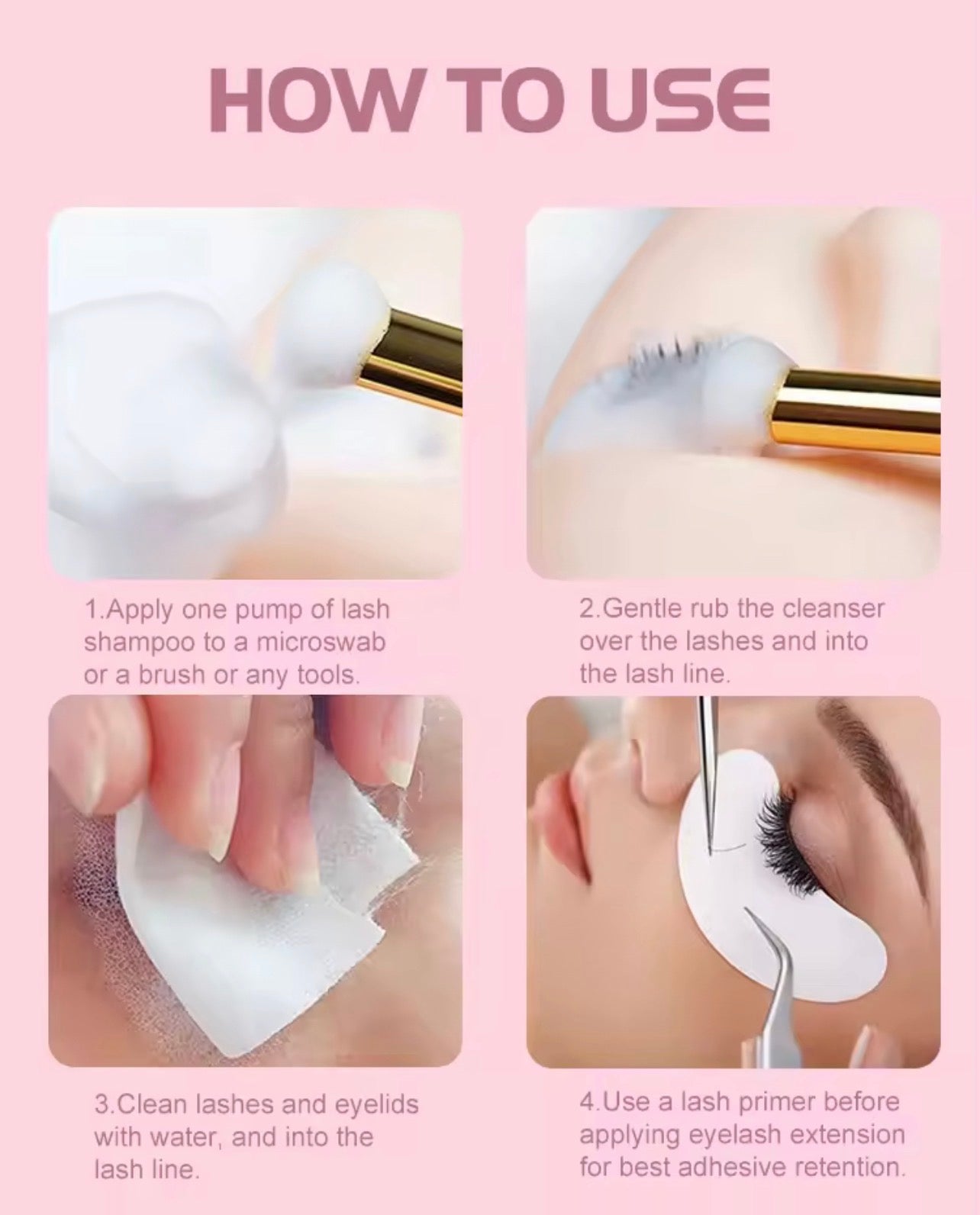 50pcs Private Label Eyelash Foaming Cleanser