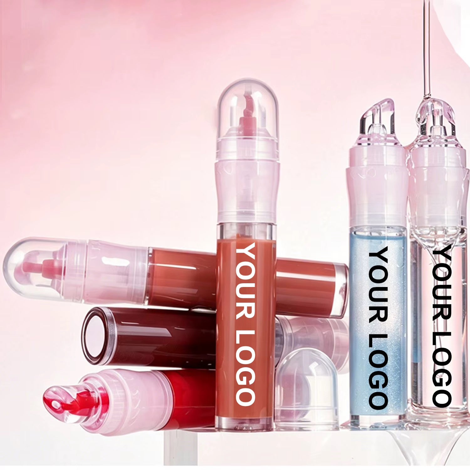 50pcs Private Label Fruit Flavor Clear Lip Jelly Gloss
