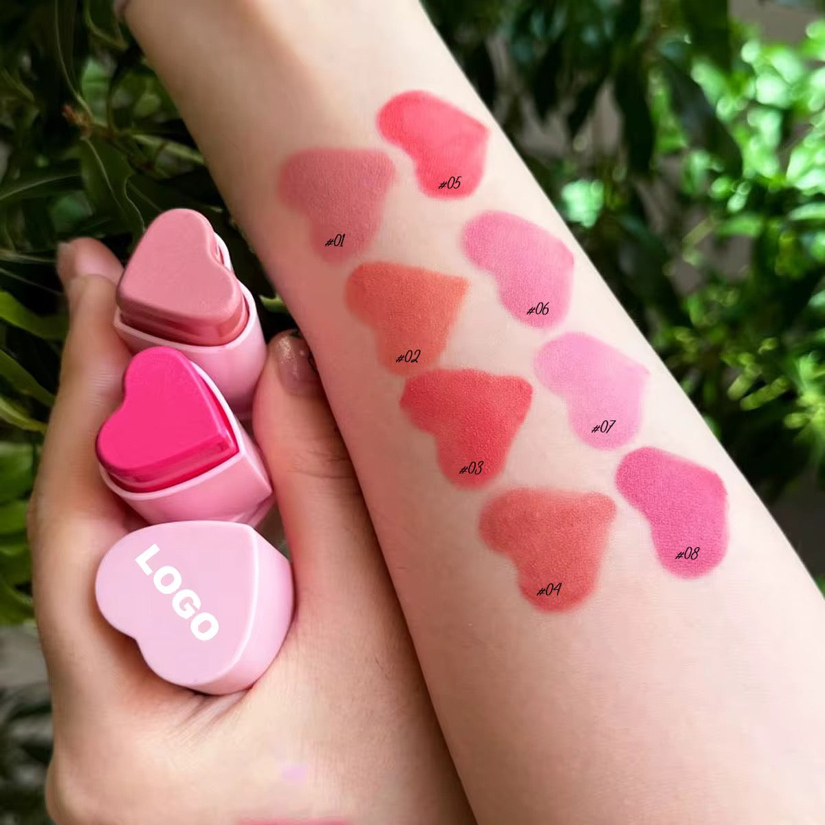 50pcs Private Label Heart Cream Blush Stick