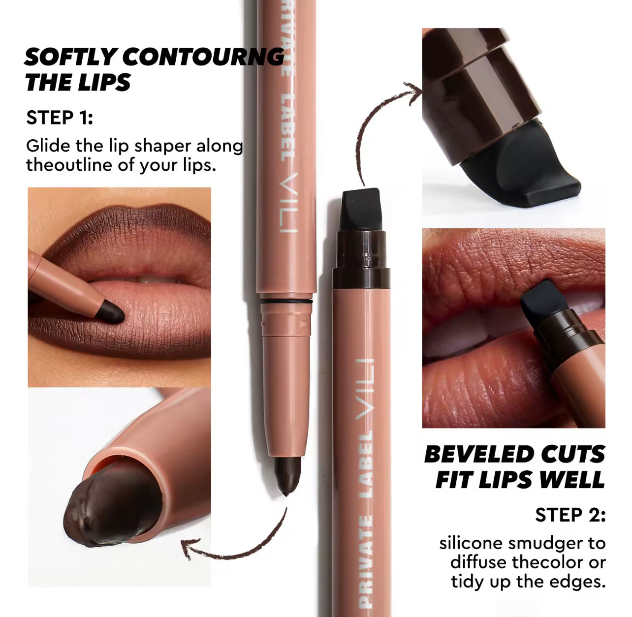50pcs Private Label Peptide Retractable Dual-Action Lip Liner