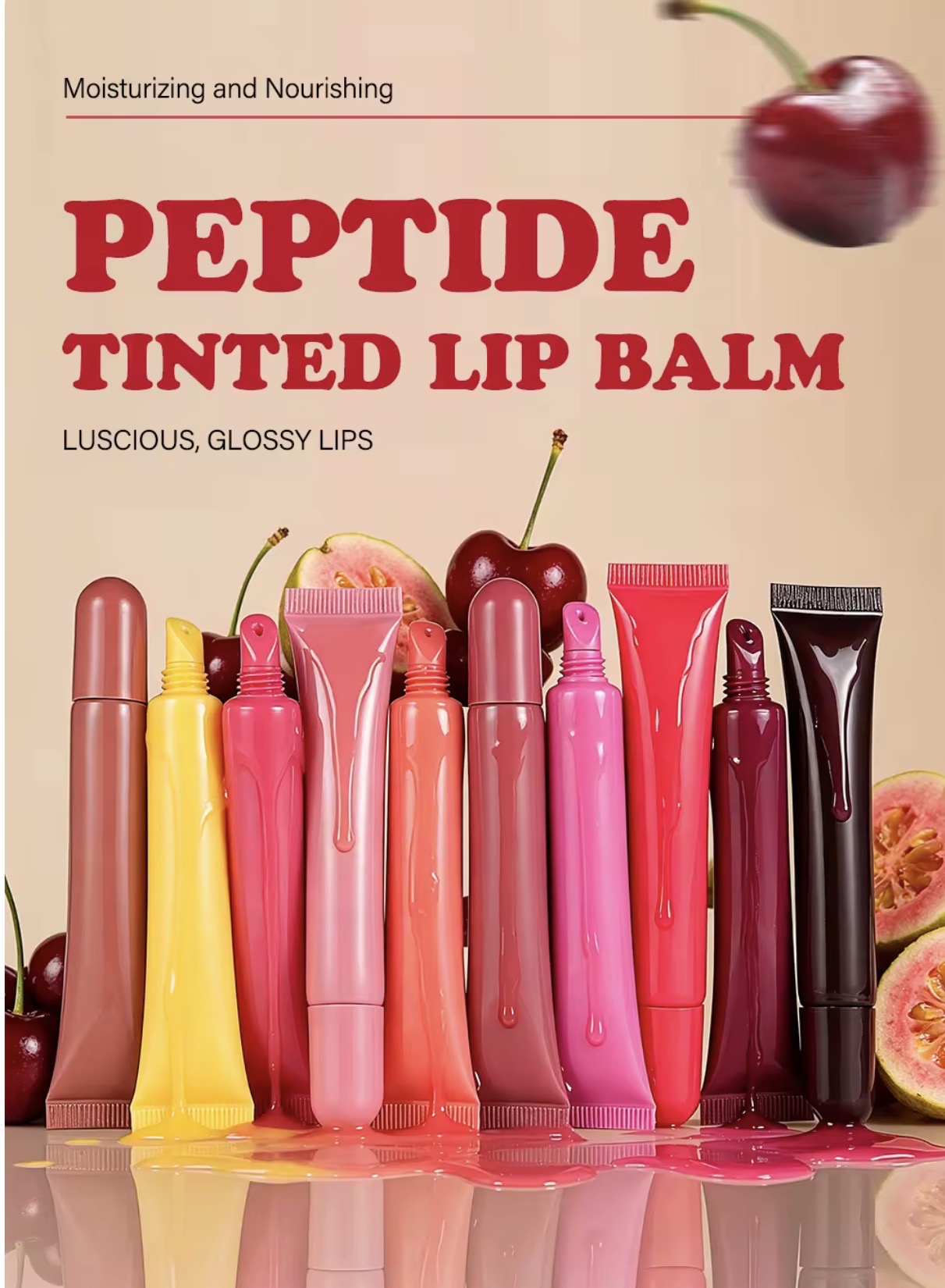 50pcs Private Label Peptide Scented Glossy Lip Tint Balm 2.0