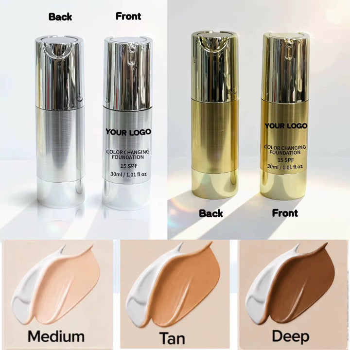 100pcs Private Label SPF 50 Oil Control Color Changing Liquid Foundation