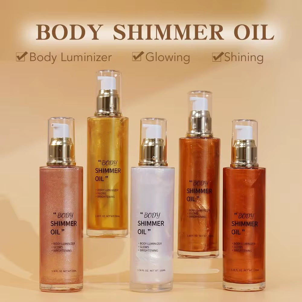 50pcs Private Label Highlighter Bronzer Skin Body Shimmer Oil