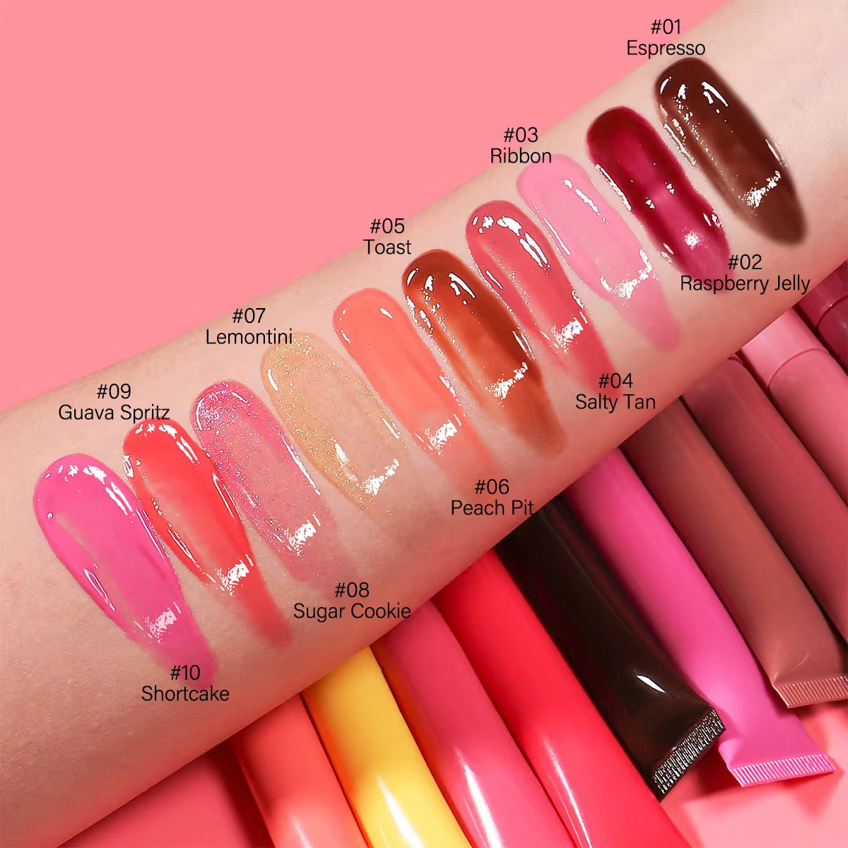 50pcs Private Label Peptide Scented Glossy Lip Tint Balm 2.0
