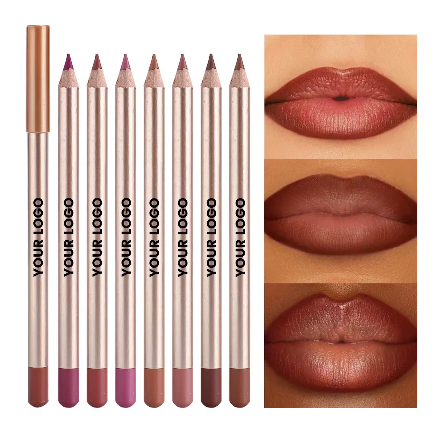 50pcs Private Label Gold Pencil Lip Liner + Sharpener