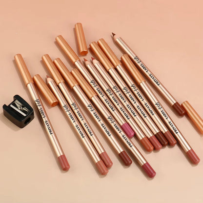 50pcs Private Label Gold Pencil Lip Liner + Sharpener