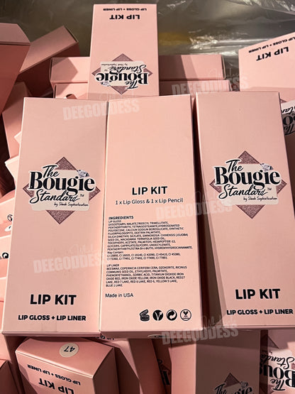 50 Sets Private Label Pink Tube Lip Gloss + Lip Liner Kit