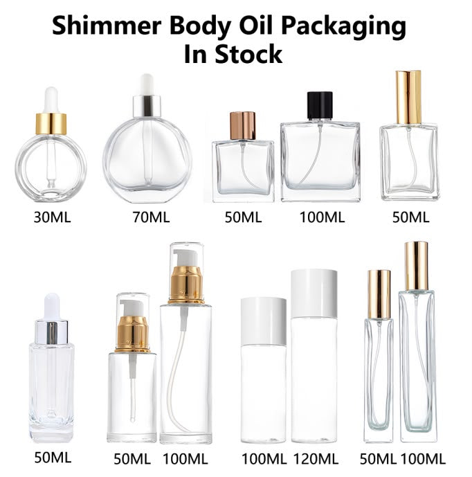 50pcs Private Label Highlighter Bronzer Skin Body Shimmer Oil