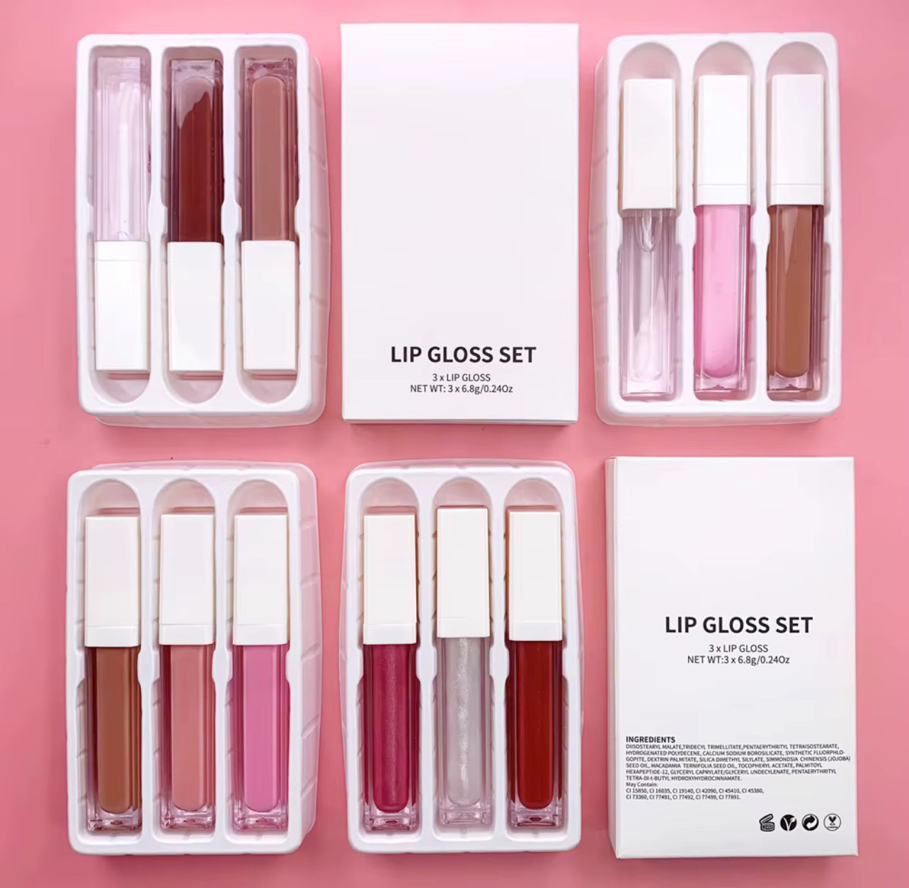 50 Sets 3-in-1 Private Label Lip Gloss Bundle