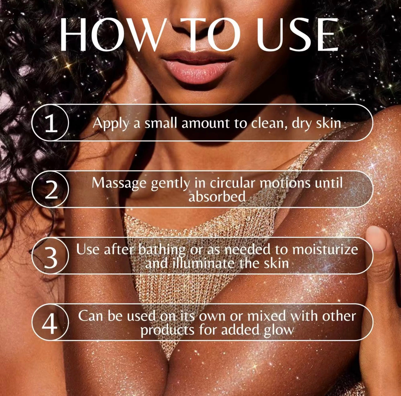 50pcs Private Label Shimmering Glitter Body Oil