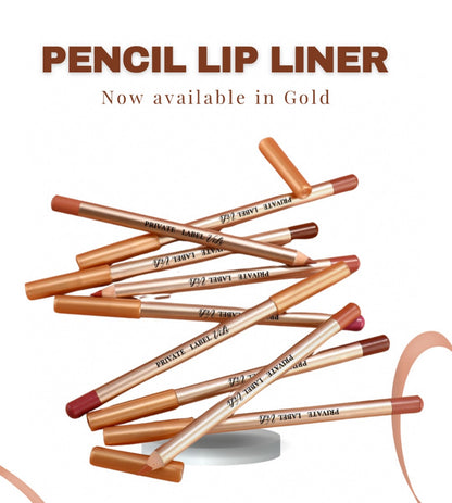 50pcs Private Label Gold Pencil Lip Liner + Sharpener