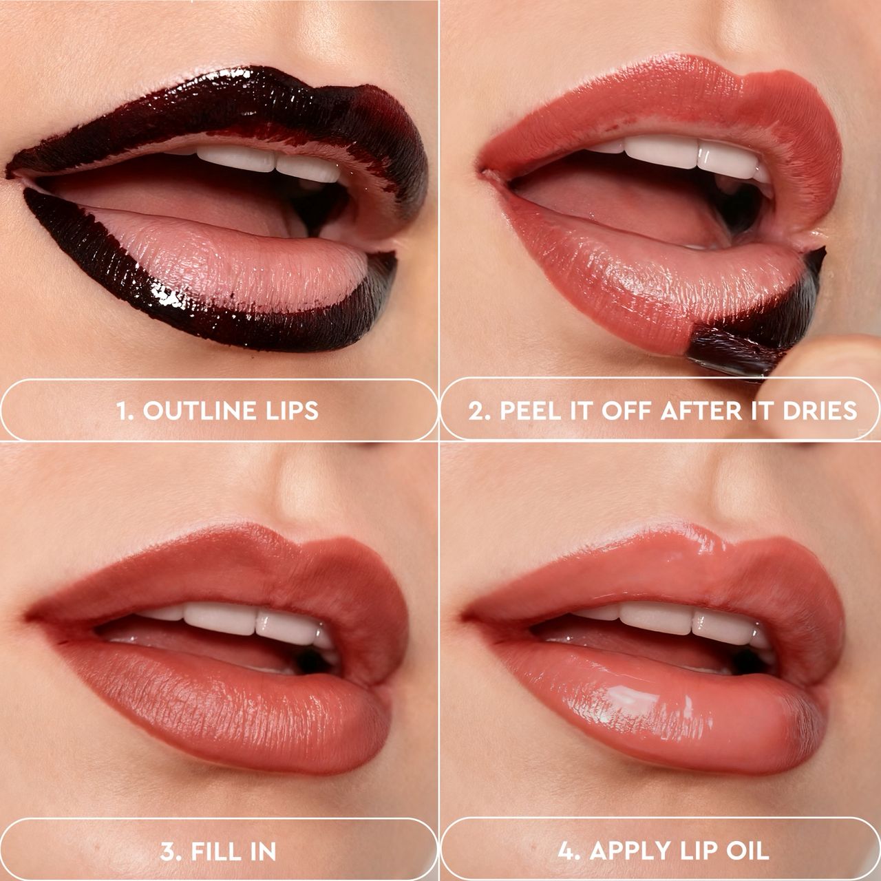 50pcs Private Label 2-in-1 Waterproof Stay Peel Off Liquid Lip Liner Stain