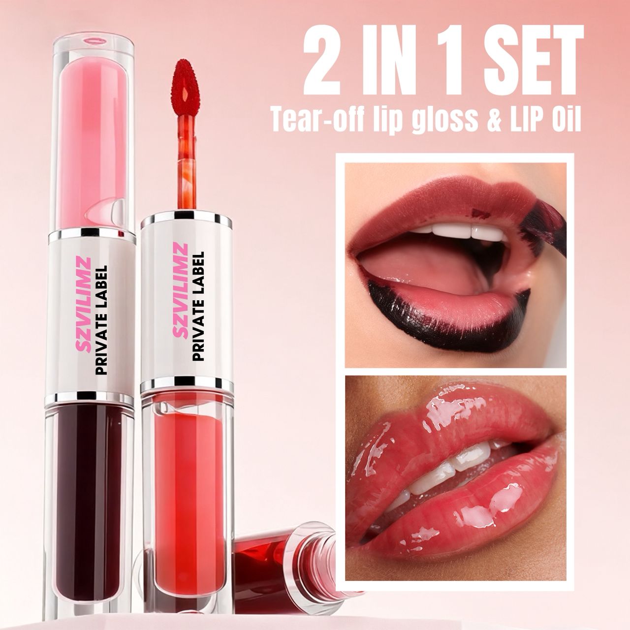 50pcs Private Label 2-in-1 Waterproof Stay Peel Off Liquid Lip Liner Stain