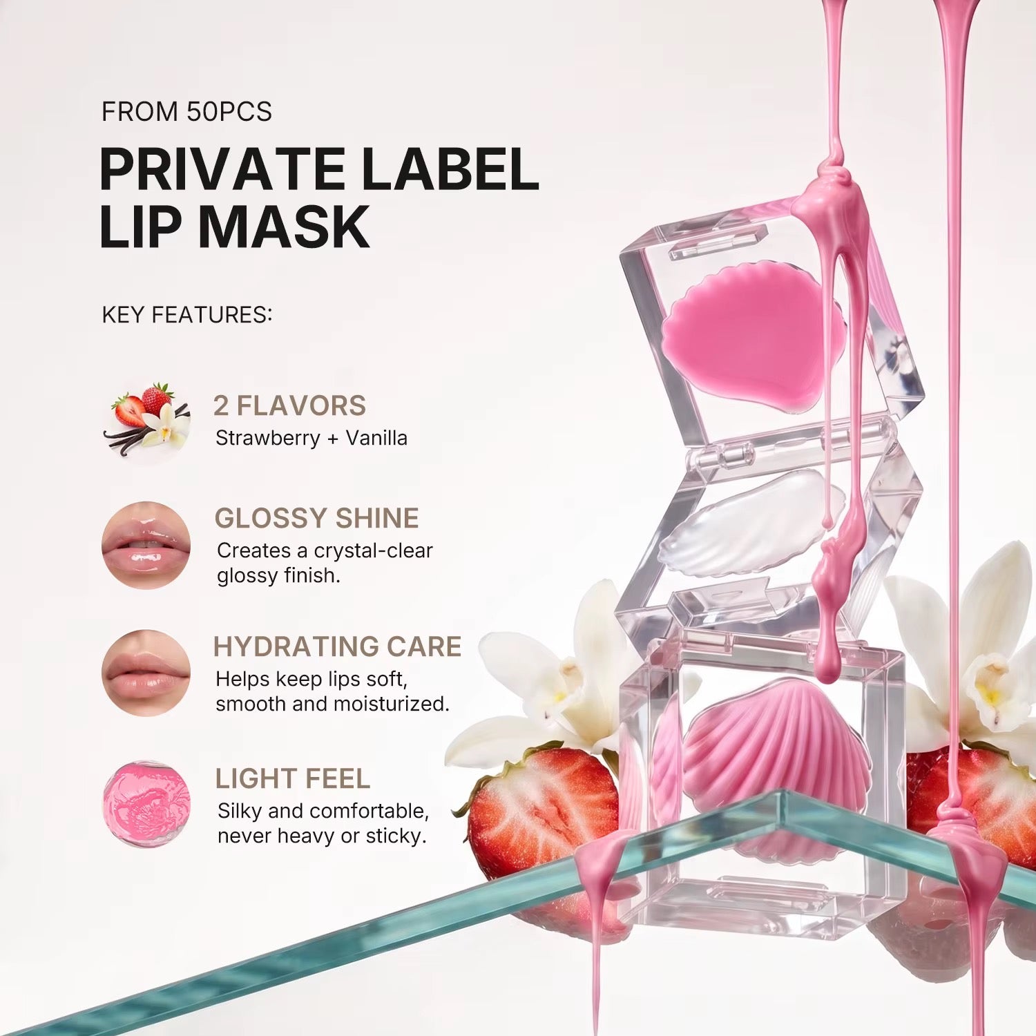50pcs 2-in-1 Private Label Hydrating Fruity Lip Mask