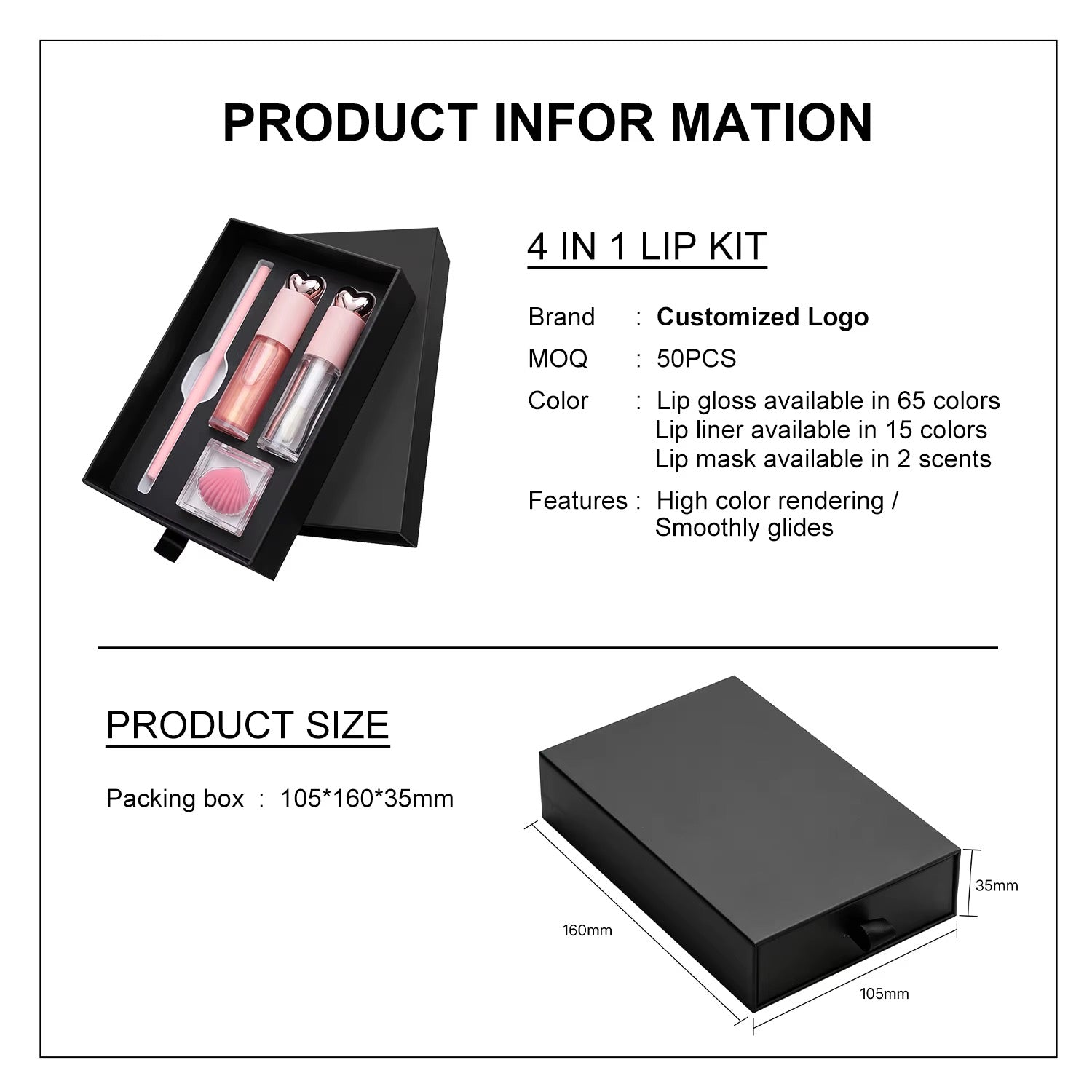 50 Sets Private Label Lip Gloss Kit
