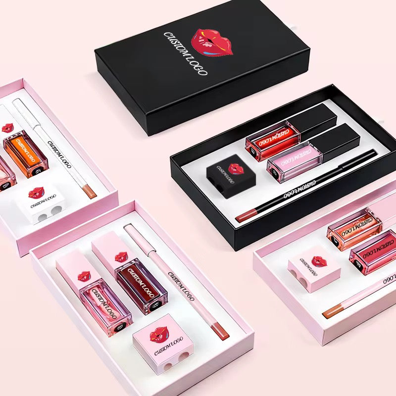 50 Sets Private Label Lip Oils + Lip Liner + Sharpener Kit