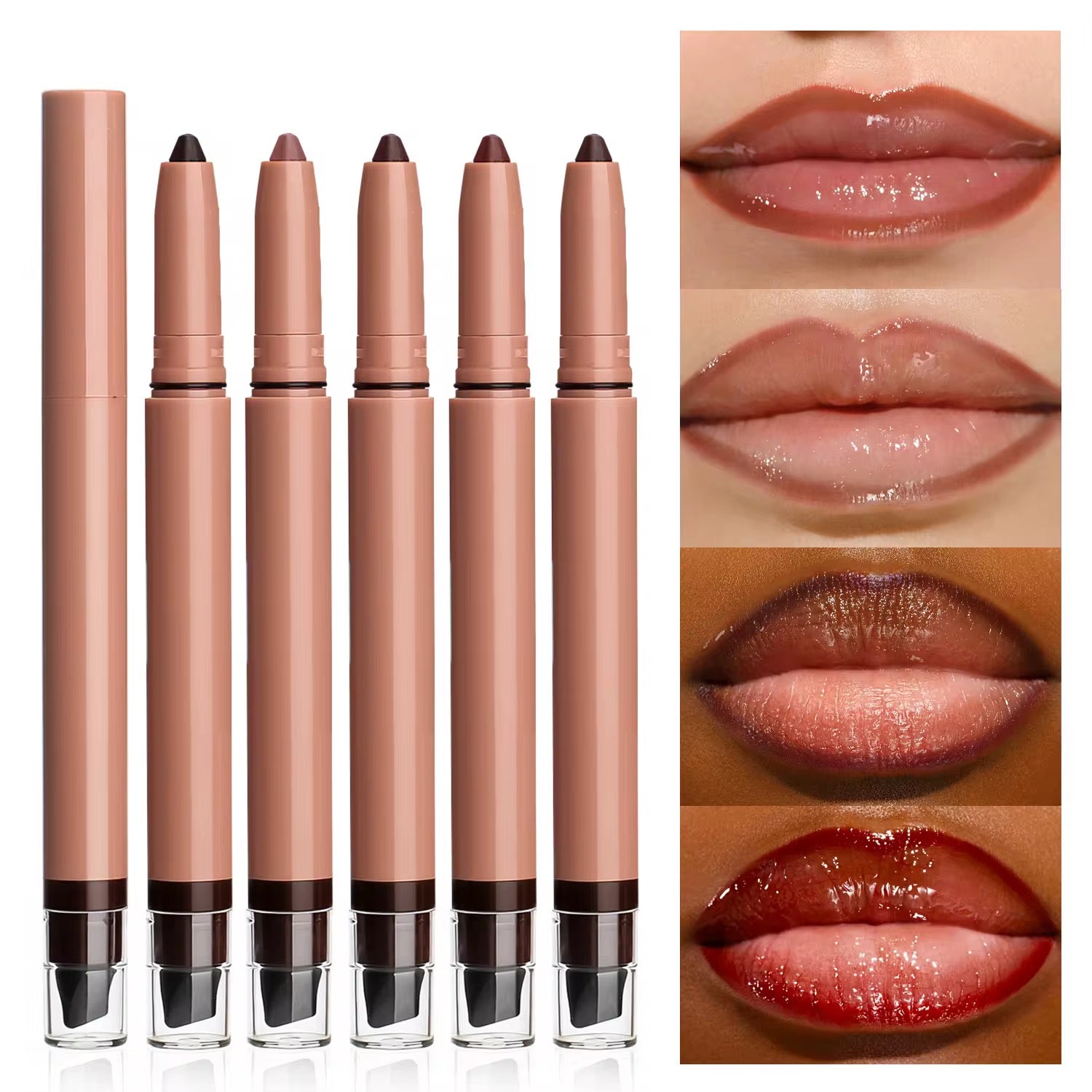 50pcs Private Label Peptide Retractable Dual-Action Lip Liner