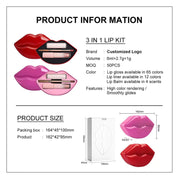 20 Sets Private Label 3-in-1 Lip Care Kit