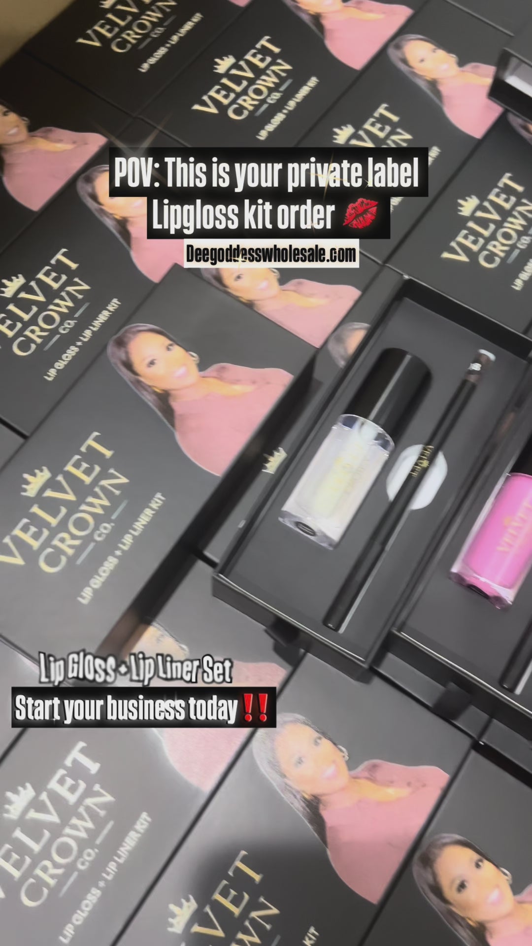 50 Sets Private Label Lip Gloss + Lip Liner Kit